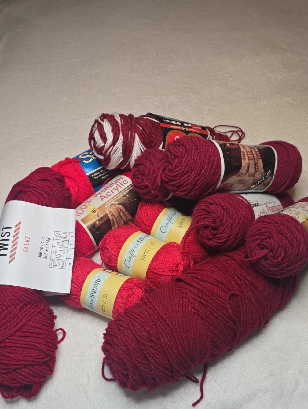 Assorted Red Yarn Bundle - Mixed Shades Of Red & Or Burgundy